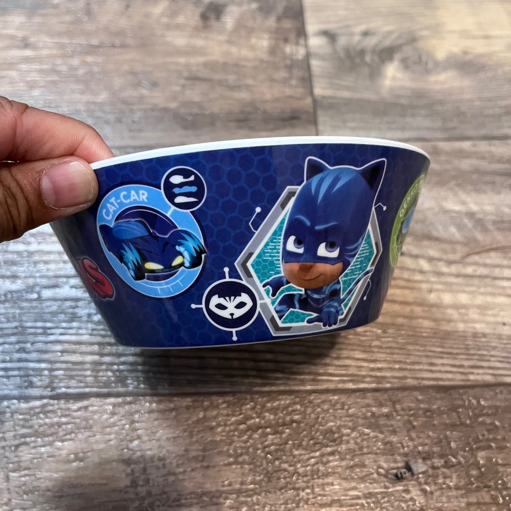 Zak Designs PJ Masks Melamine Kids Cereal Snack Bowl Blue Catboy Gekko Owlette